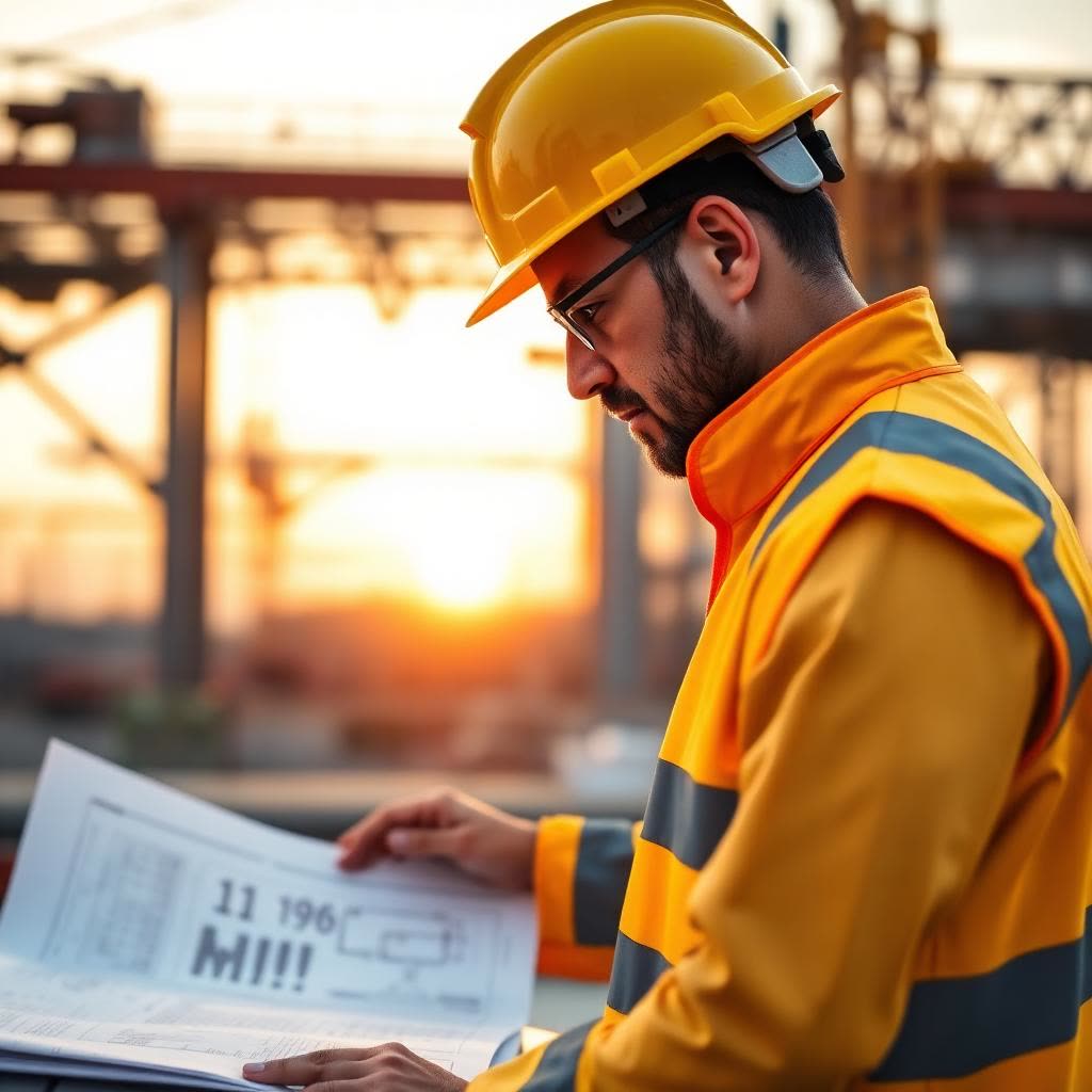 Field engineer reviewing plans