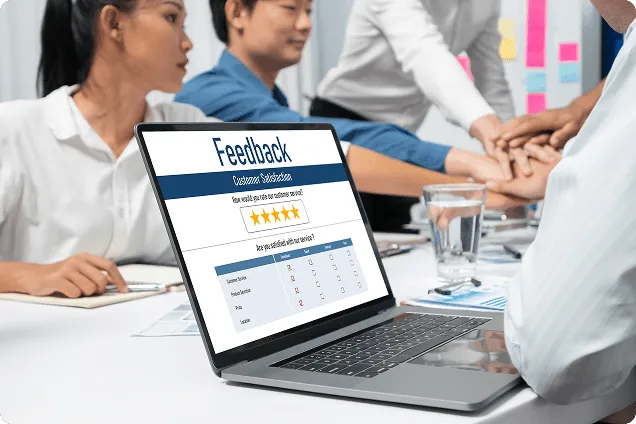 Team collaborating over customer feedback