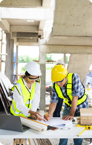 Field engineer reviewing plans